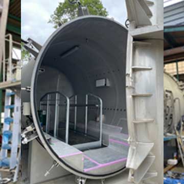 馬用高気圧高酸素ドームの内部